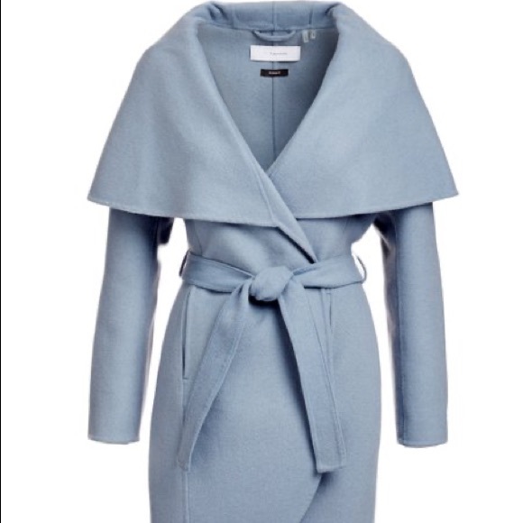 blue wool wrap coat